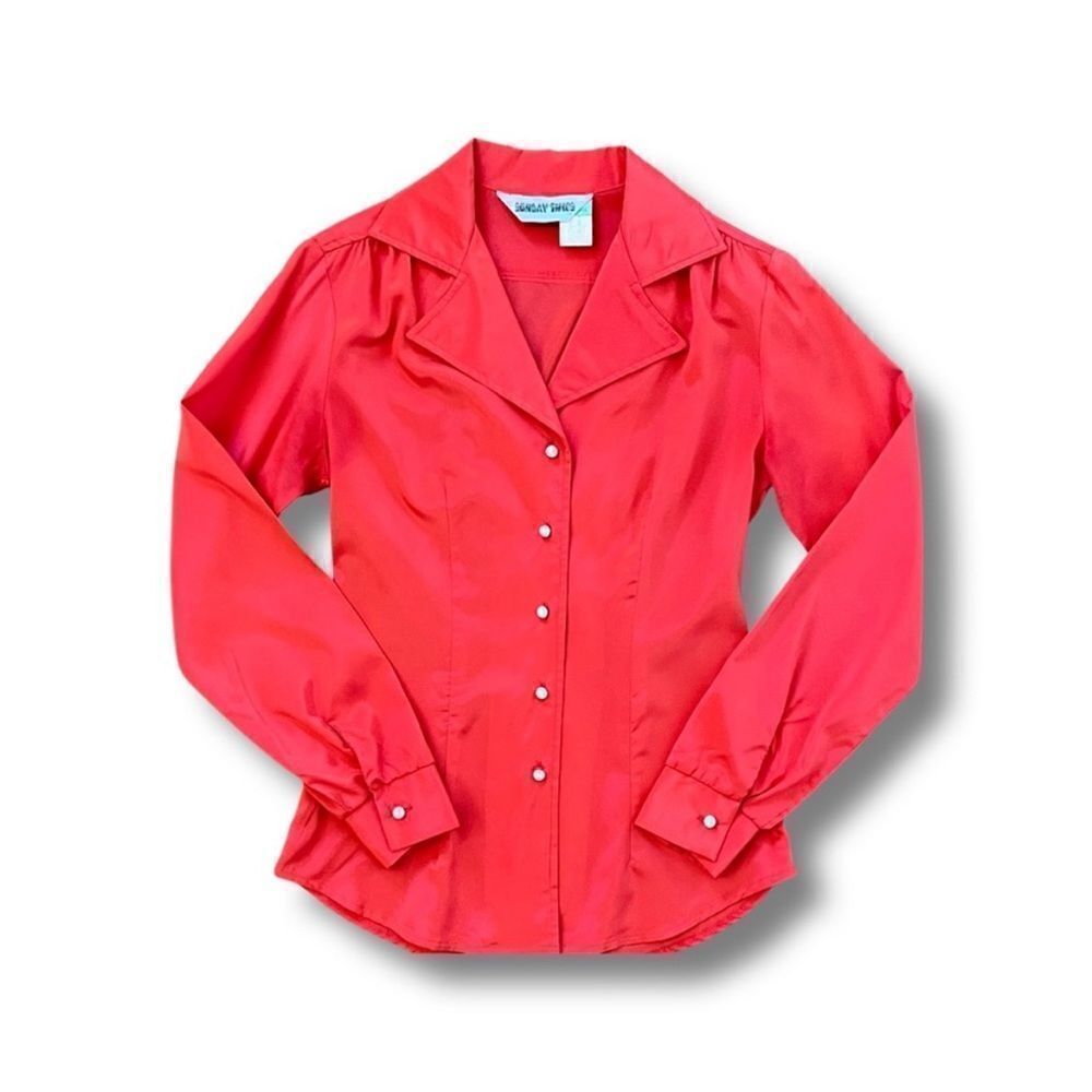 Vintage Sunday Times 70’s Red Blouse